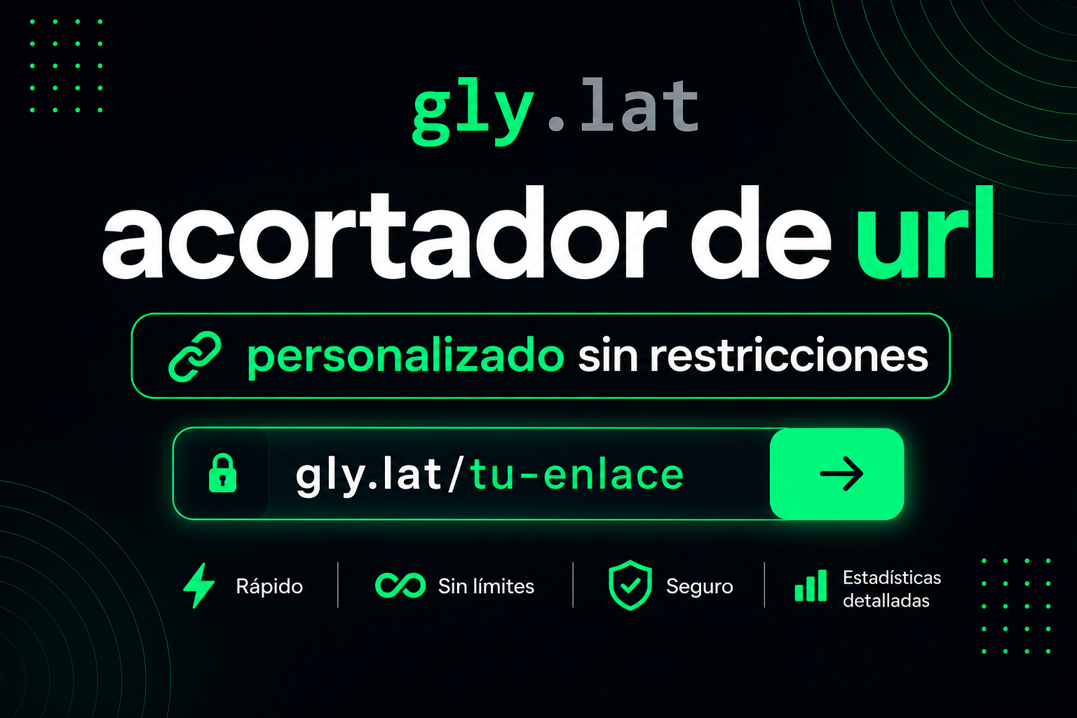 Acortador de URL personalizado sin restricciones con gly.lat
